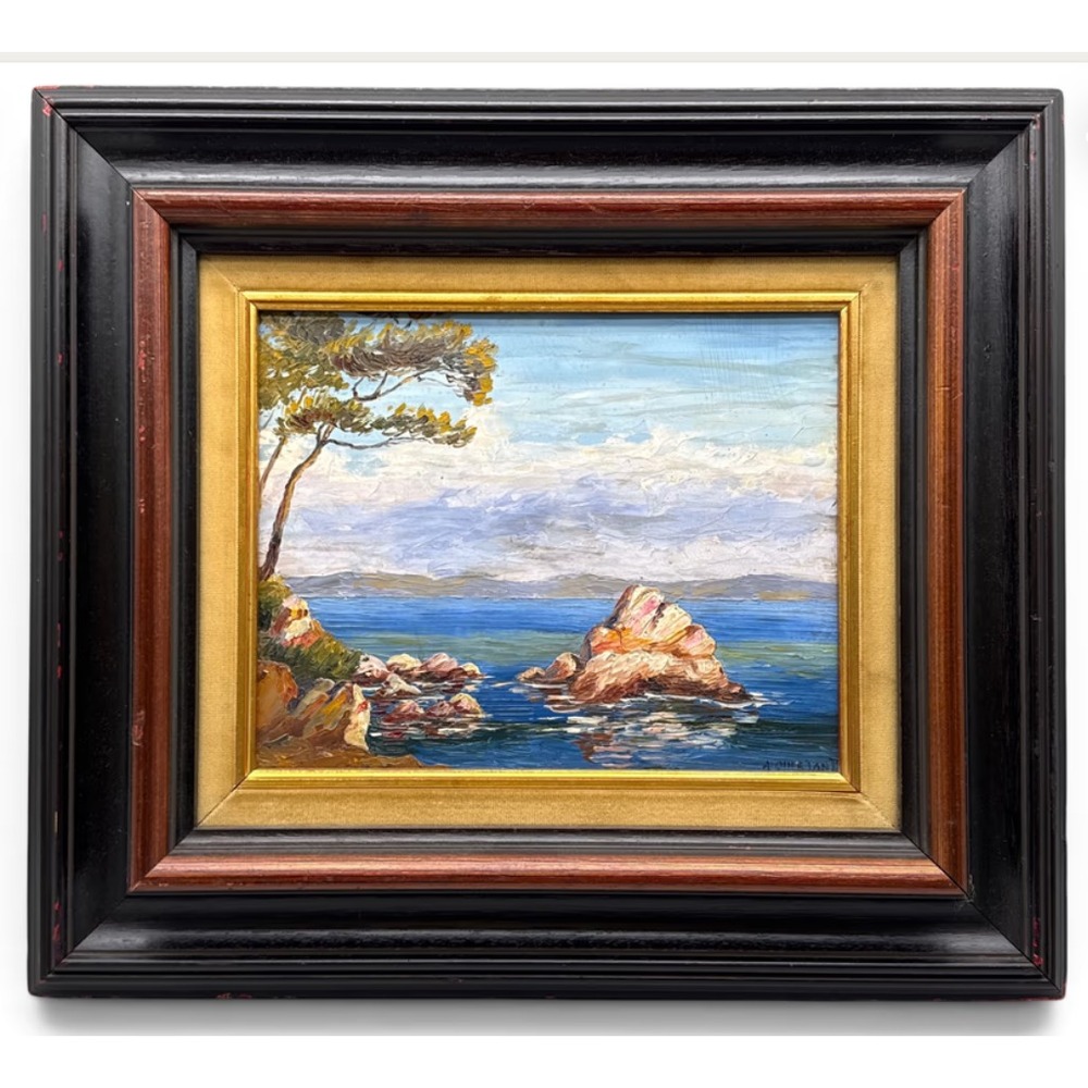 Alfred QUERTANT (1890-1965) Oil Mediterranean Coastal Landscape 11' x 14" OOAK
